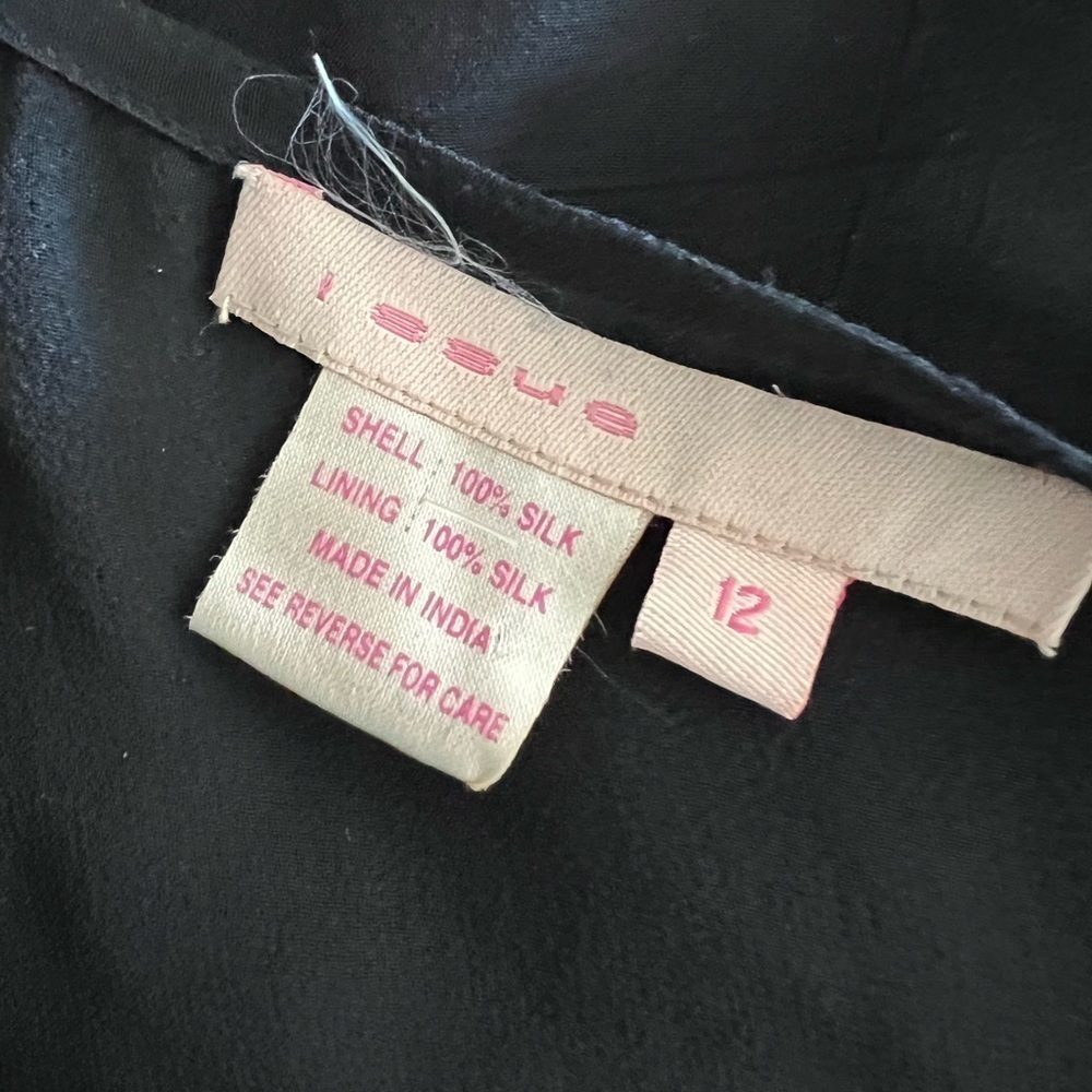 Vintage Issue Black sheer blouse size 12 black seed beaded turquoise accents - Picture 5 of 5